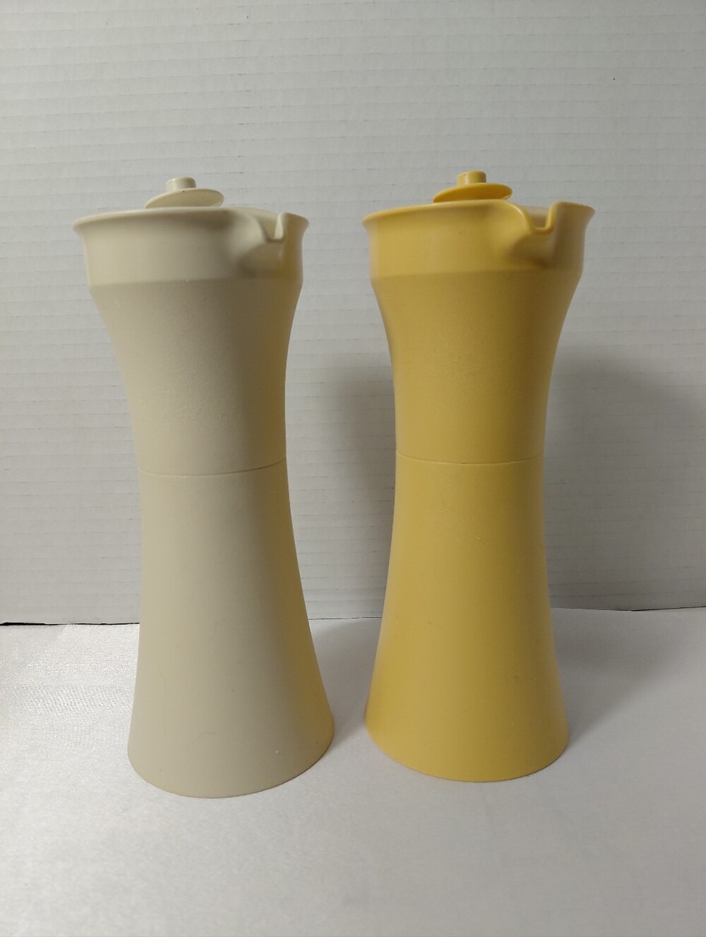 Tupperware Biege and Golden Yellow Oil & Vinegar Containers